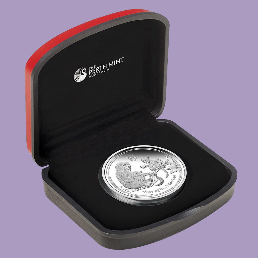 2016 Australia 1 oz Silver Lunar Monkey Proof (w/Box &: 2016 Australia 1 oz Silver Lunar Monkey Proof (w/Box & COA) **|**|** 2016 Australia 1 oz Silver Lunar Monkey Proof (w/Box & COA) #TLJ99736