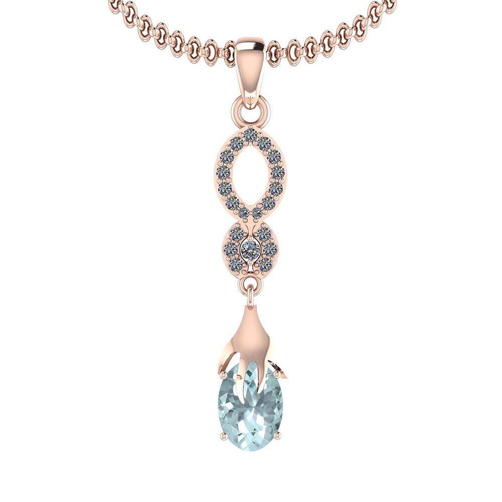 Certified 0.98 Ctw VS/SI1 Aquamarine And Diamond 14K Ro: Certified 0.98 Ctw VS/SI1 Aquamarine And Diamond 14K Rose Gold Pendant **|**|** Color Stone Approx Weight: 0.75 Ctw (1 Pcs Oval) Center Stone Color: Aquamarine Center Stone Setting: Prong Side Stone 0