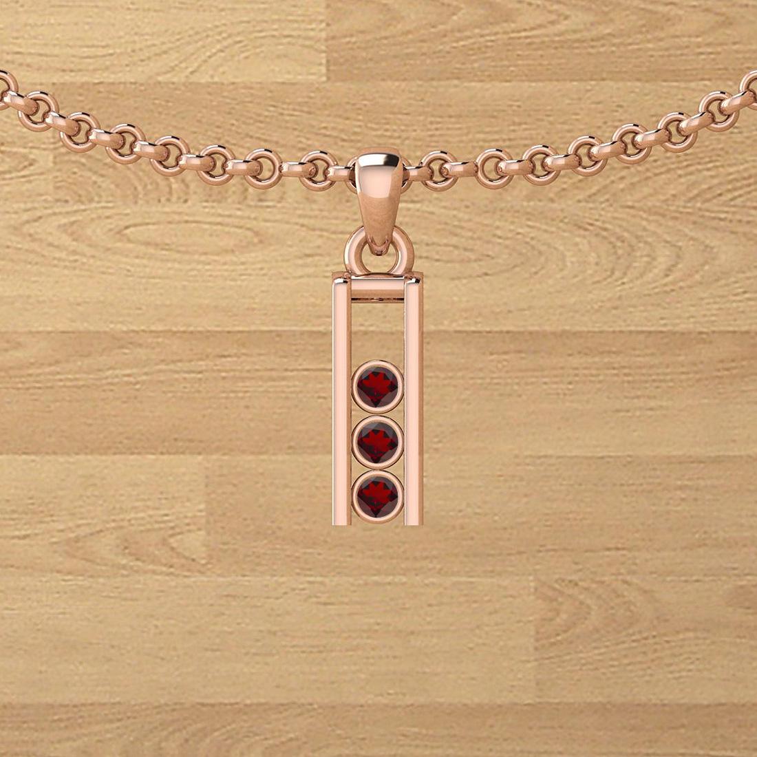 Certified 0.30 Ctw Garnet Bezel Set 18K Rose Gold Solit: Certified 0.30 Ctw Garnet Bezel Set 18K Rose Gold Solitaire Pendant -- Color Stone Approx Weight: 0.30 Ctw (3 Pcs Round) Center Stone Color: Garnet Center Stone Setting: Bezel Metal Approx Weight: 2.4