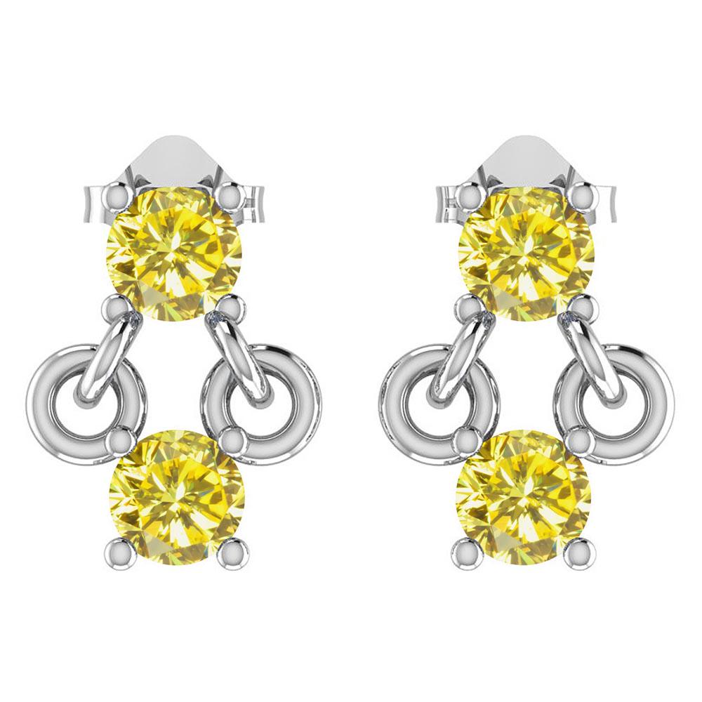 Certified 0.68 Ctw Treated Fancy Yellow Diamond I2/I3 1: Certified 0.68 Ctw Treated Fancy Yellow Diamond I2/I3 14k White Gold Stud Earrings -- Center Stone Approx Weight: 0.68 Ctw (4 pcs Round Cut) Center Stone Color: Treated Fancy Yellow Diamond Center Sto