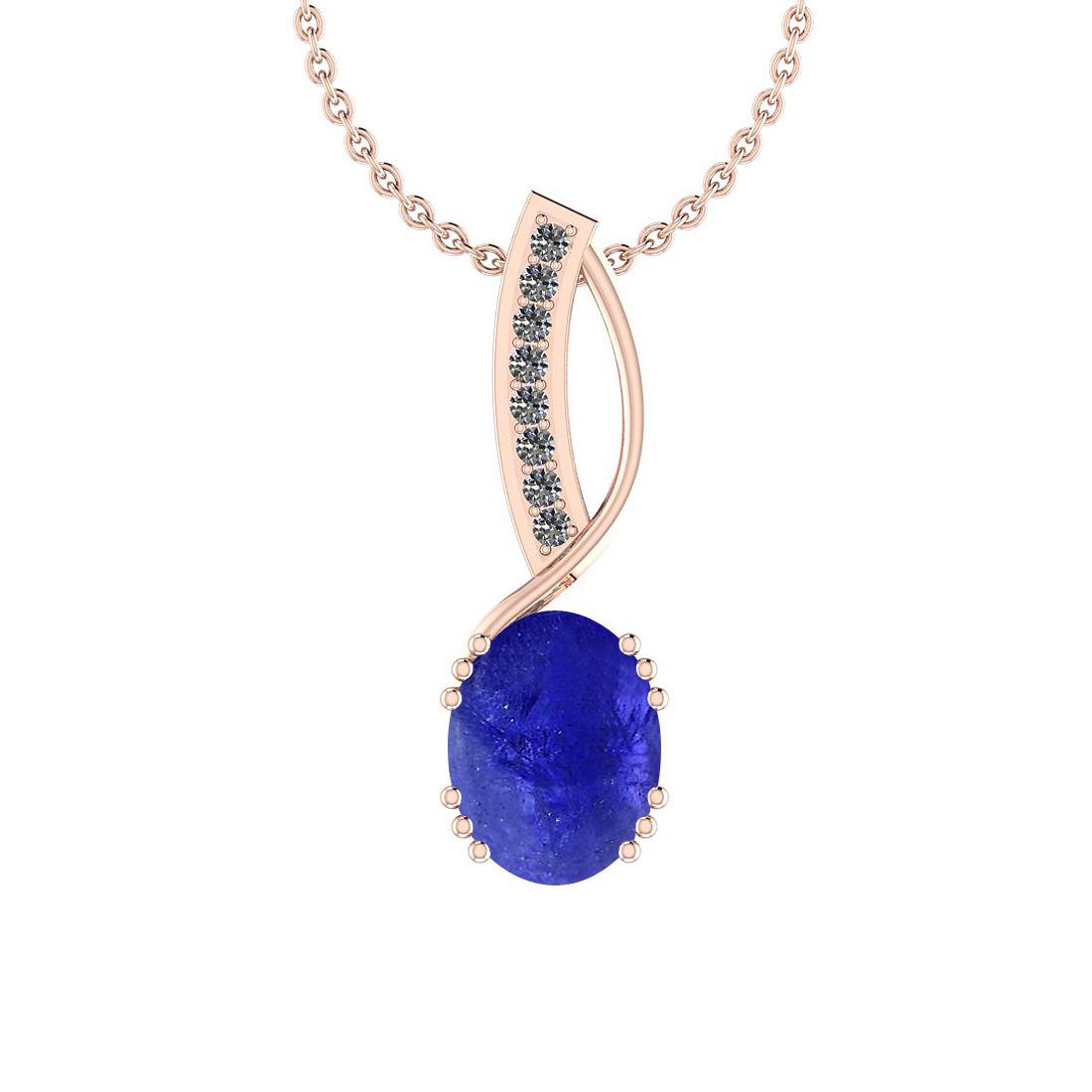 Certified 18.71 Ct Tanzanite And Diamond I2/I3 14K Rose: Certified 18.71 Ct Tanzanite And Diamond I2/I3 14K Rose Gold Pendant -- Color Stone Weight : 18.25 Ctw (1Psc Oval cabochon ) Center Stone Color : Tanzanite Center Stone Setting : Prong Side Stone Weig