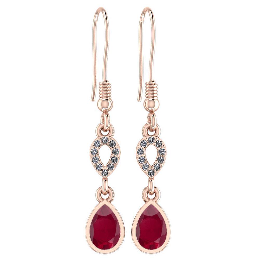 Certified 0.80 Ctw Ruby And Diamond I1/I2 Bezel Set Hoo: Certified 0.80 Ctw Ruby And Diamond I1/I2 Bezel Set Hook Earrings 14K Gold -- Center Stone Approx Weight: 0.70 Ctw (2 Pcs Pear) Center Stone Color: Ruby Center Stone Setting: Bezel Side Stone 0.10 Ctw