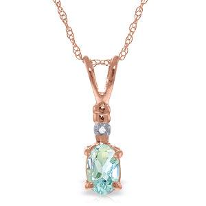 14K Solid Rose Gold Necklace withNatural Diamond & Aqua: 14K Solid Rose Gold Necklace withNatural Diamond & Aquamarine -- Aquamarine / Diamond; Metal Color:Rose Gold; Condition: New With Tags; TWC: 0.46 ;Metal: 14 K. Solid Rose Gold ;Stone: Natural; Width: 