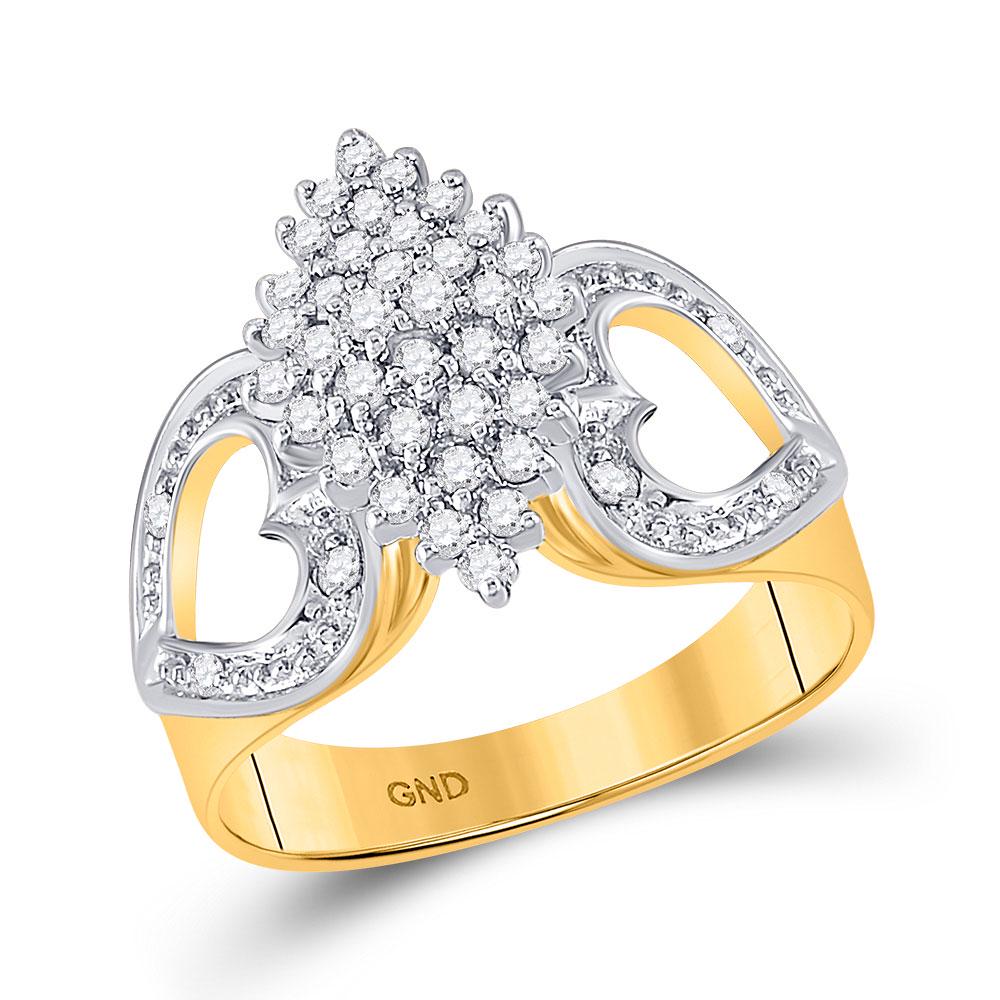 10kt Yellow Gold Womens Round Diamond Cluster Heart Rin: 10kt Yellow Gold Womens Round Diamond Cluster Heart Ring 1/2 Cttw -- Metal Type: 10kt Yellow Gold ; Item Number: 55480 ; Style: Clusters ; Ring Size: Ring size selectable ; Carats Total Weight *: 1/2 