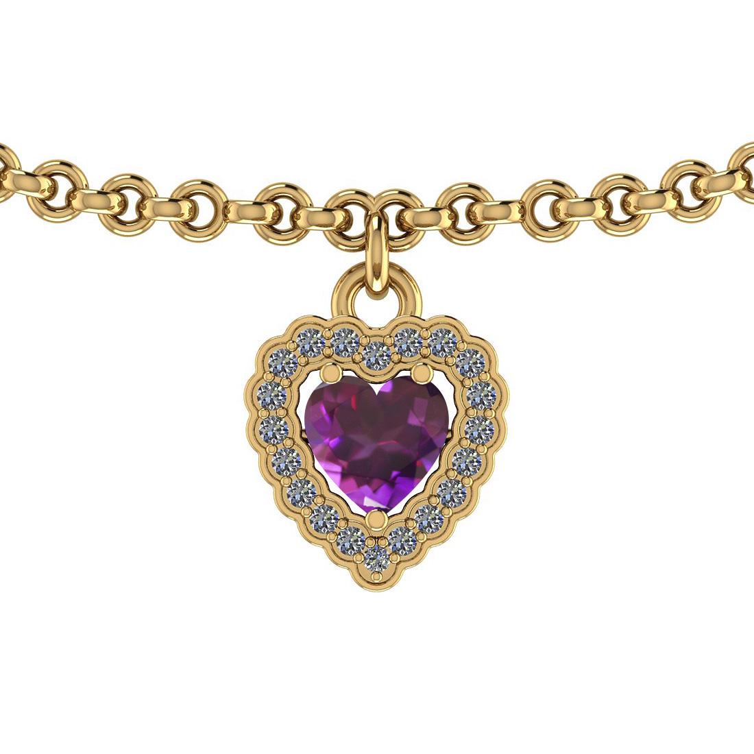 Certified 0.62 Ctw Amethyst And Diamond I1/I2 14K Gold: Certified 0.62 Ctw Amethyst And Diamond I1/I2 14K Gold Necklace -- Color Stone Approx Weight: 0.50 Ctw (1 Pcs Heart) Center Stone Color: Amethyst Center Stone Setting: Prong Side Stone 0.12 Ctw Side S