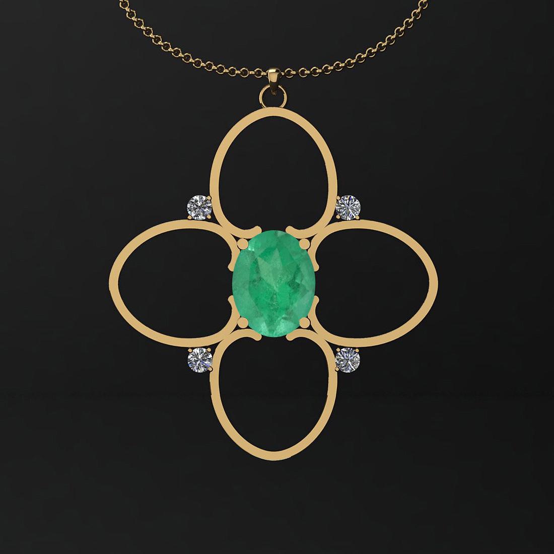 Certified 1.58 Ctw Emerald And Diamond VS/SI1 18K Gold: Certified 1.58 Ctw Emerald And Diamond VS/SI1 18K Gold Necklace -- Color Stone Approx Weight: 1.50 Ctw (1 pcs Oval) Center Stone Color: Emerald Center Stone Setting: Prong Side Stone Approx Weight: 0.