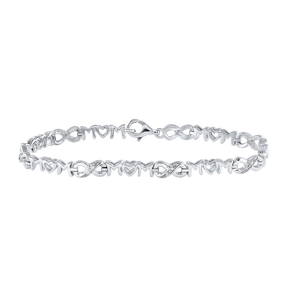 Sterling Silver Womens Round Diamond Mom Mother Heart L: Sterling Silver Womens Round Diamond Mom Mother Heart Link Bracelet .03 Cttw -- Metal Type: Sterling Silver ; Item Number: 101675 ; Style: For Mom ; Carats Total Weight *: .03 Ct.t.w. ; Primary Gem Ty