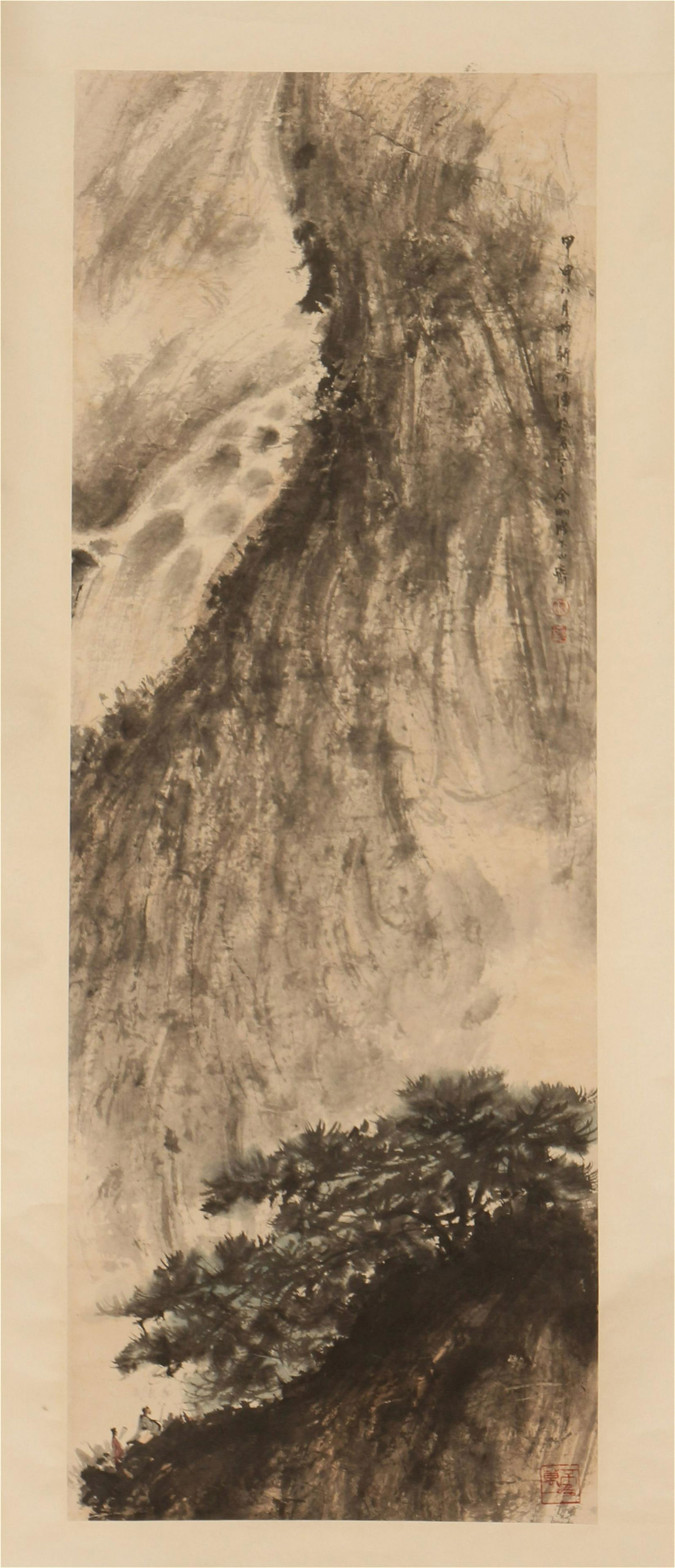 A CHINESE HANGING PAINTING SCROLL OF LANDSCAPE BY FU (1 of 8)