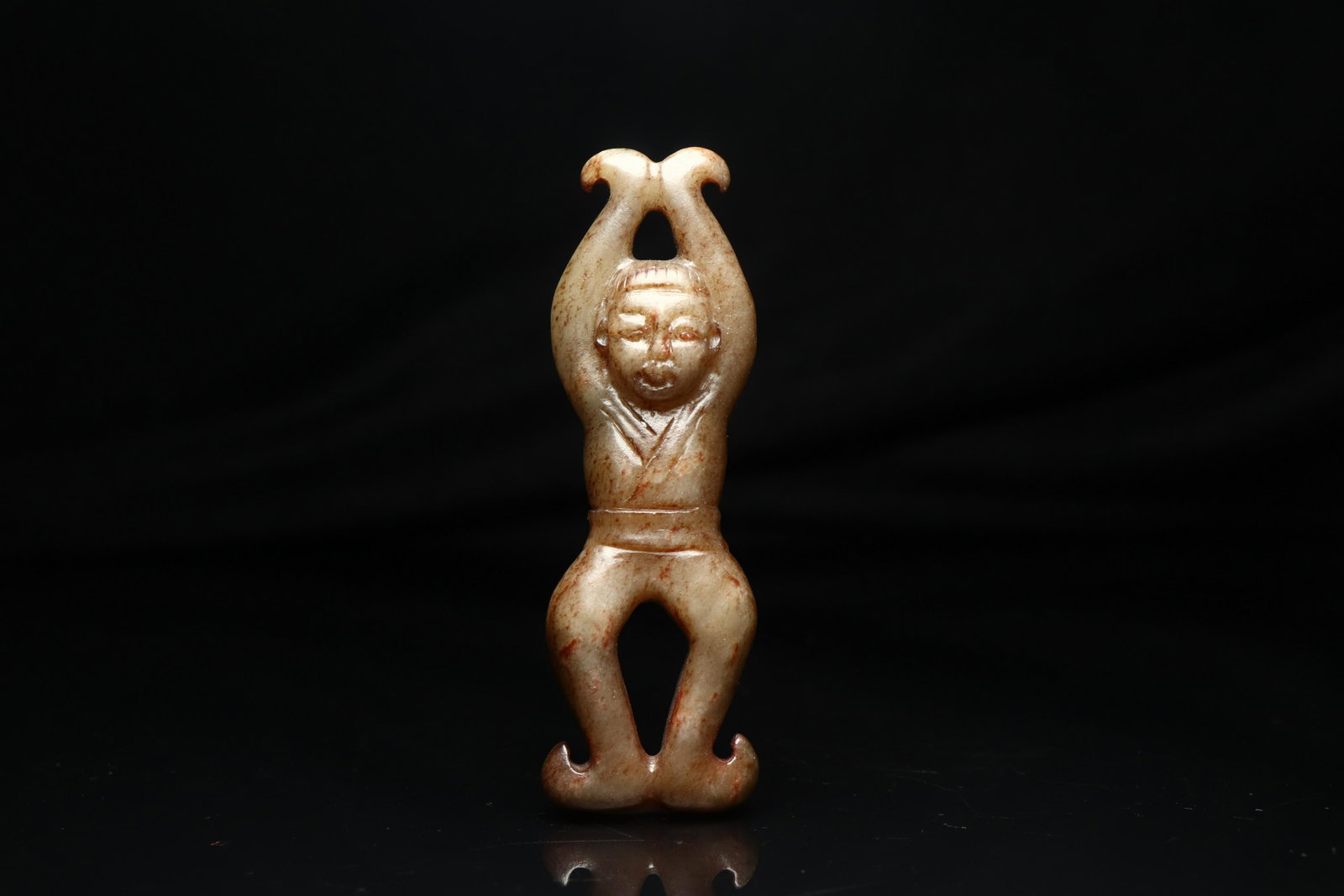 CHINESE NEPHRITE JADE STANDING FIGURE: CHINESE NEPHRITE JADE STANDING FIGURE. L. 86 mm. W. 17 mm. H. 28 mm Weight 46 gram. Shipping cost $30 to US 48 states and $100 for oversea International delivery. Local pickup at our office available 