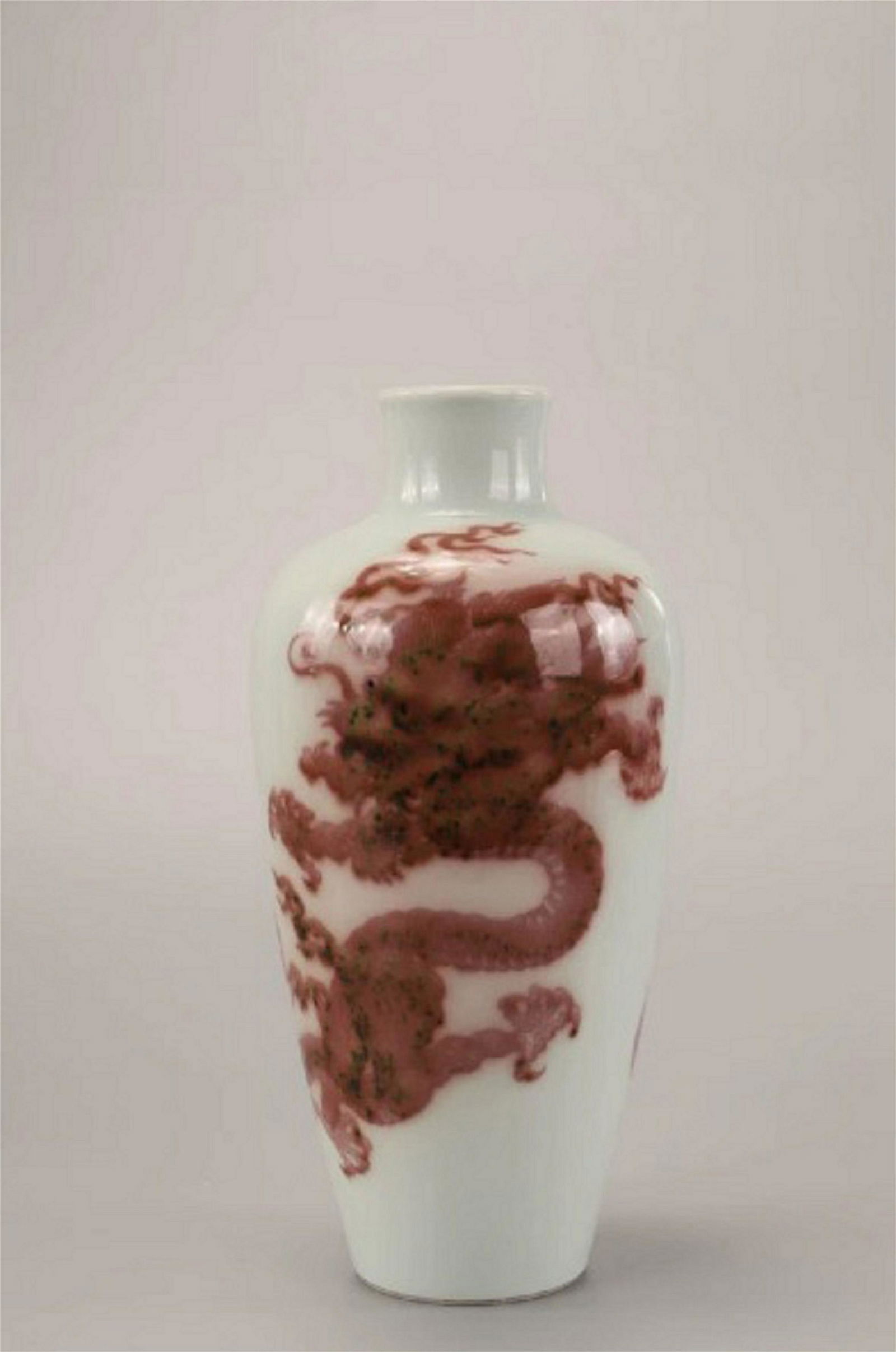 CHINESE PORCELAIN RED UNDER GLAZE DRAGON MEIPING VASE (1 of 4)