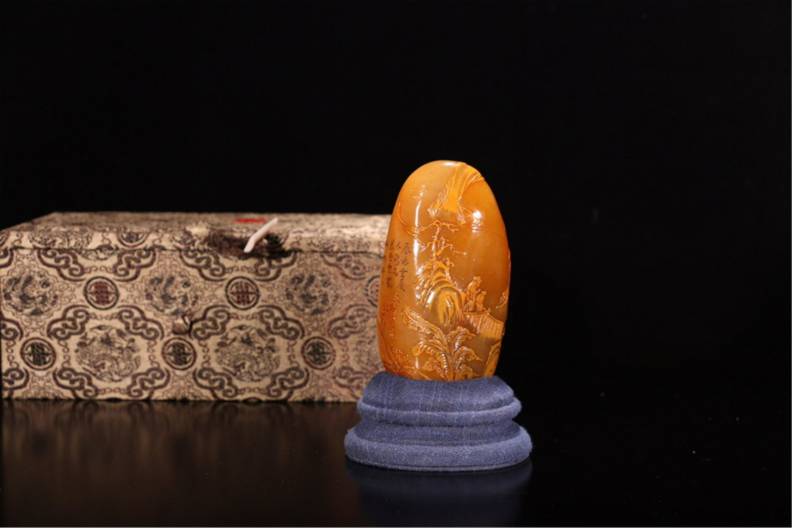CHINESE SOAPSTONE TIANHUANG SCHOLAR ROCK: CHINESE SOAPSTONE TIANHUANG SCHOLAR ROCK. L. 10.3 cm. W. 5.5 cm. Weight 308 gram. Shipping cost $30 to US 48 states and $100 for oversea International delivery. Local pickup at our office available bu