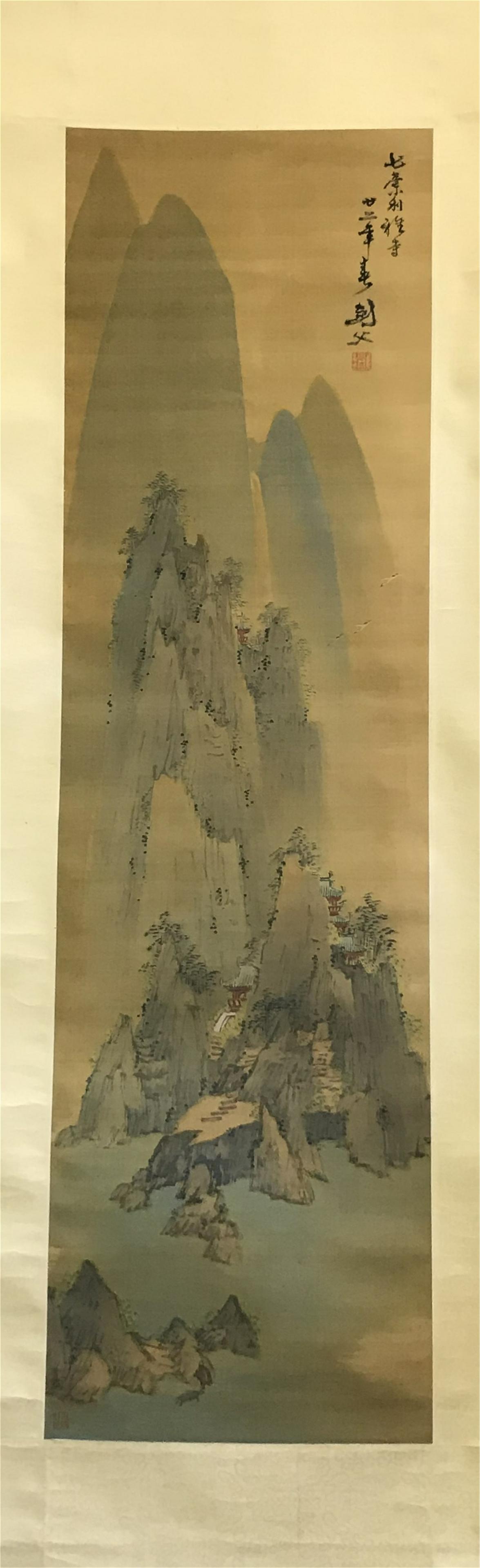 CHINESE SCROLL PAINTING OF MOUNTAIN VIEWS BY GAO JIANFU (1 of 10)