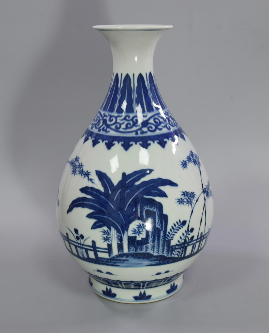 CHINESE PORCELAIN BLUE AND WHITE BAMBOO AND ROCK (1 of 8)
