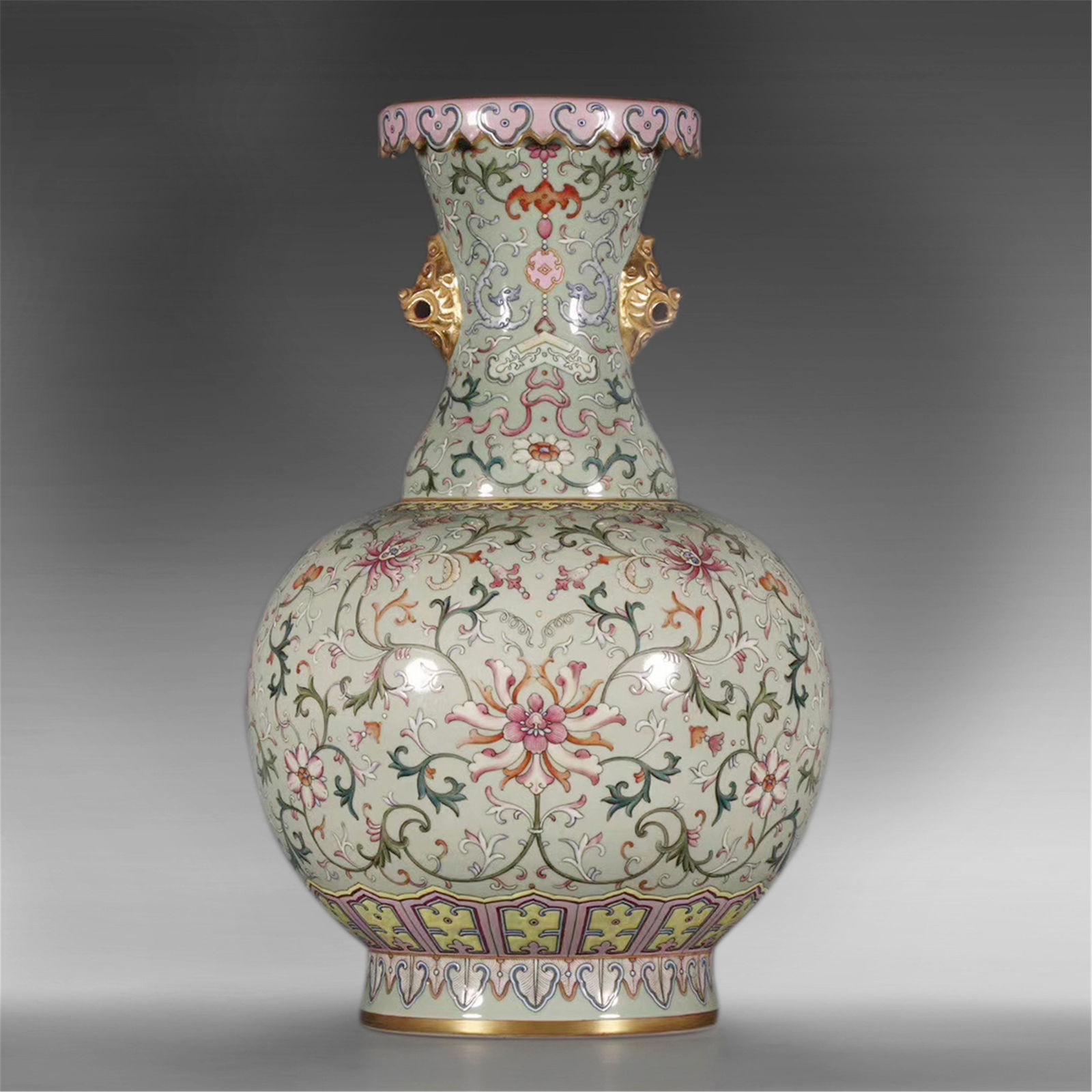 CHINESE PORCELAIN FAMILLE ROSE FLOWER ZUN VASE QIANLONG (1 of 8)