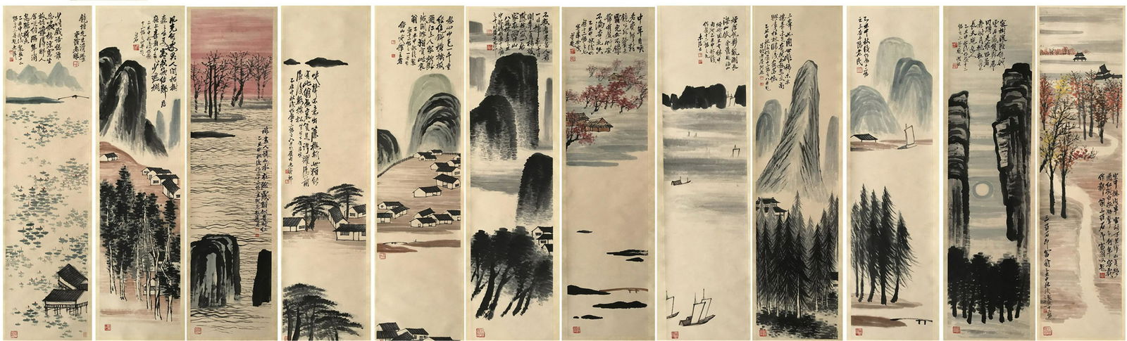 FROM QIAN JINGTANG COLLECTION TWEELVE PANELS OF CHINESE (1 of 20)
