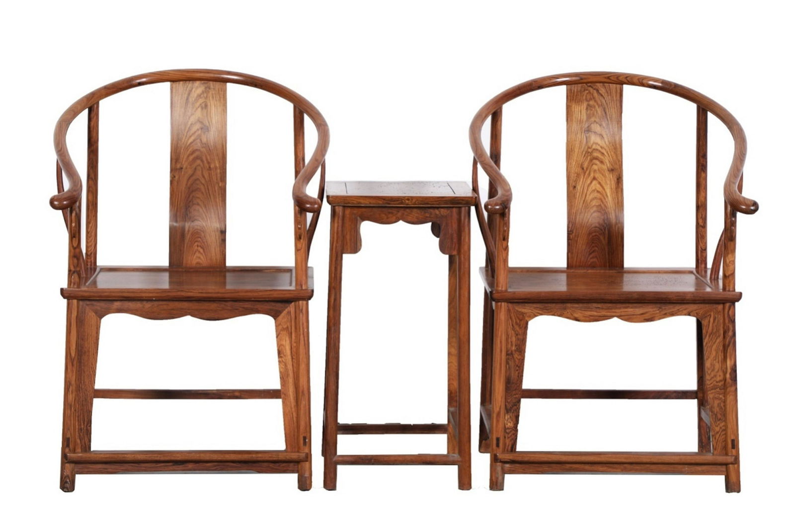 PAIR OF CHINESE HARDWOOD HUANGHULI CIRCLE ARM CHAIR (1 of 9)
