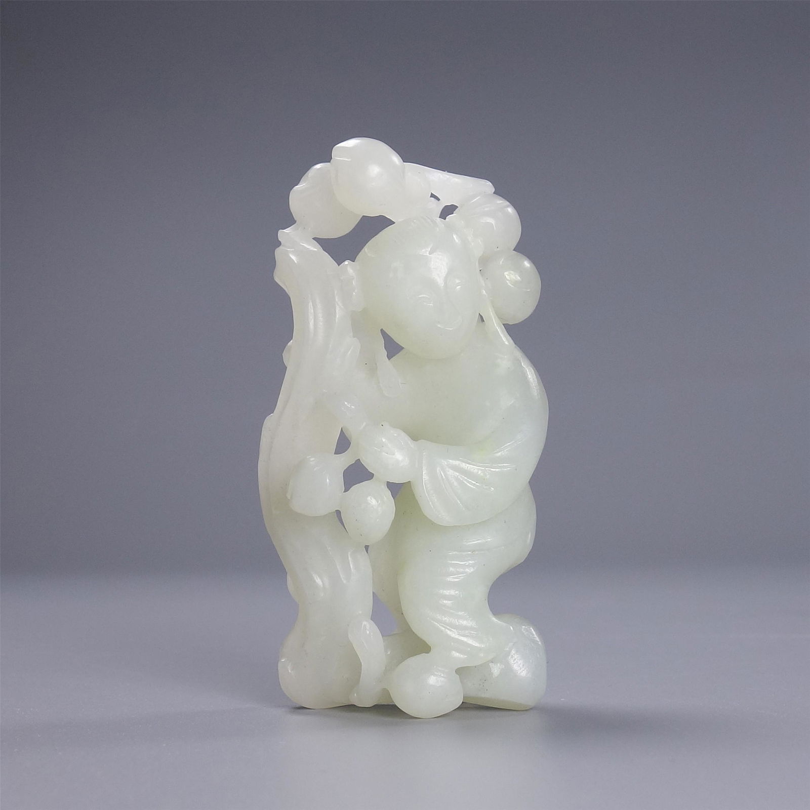 CHINESE WHITE JADE BOY WITH PEACH TABLE ITEM (1 of 9)