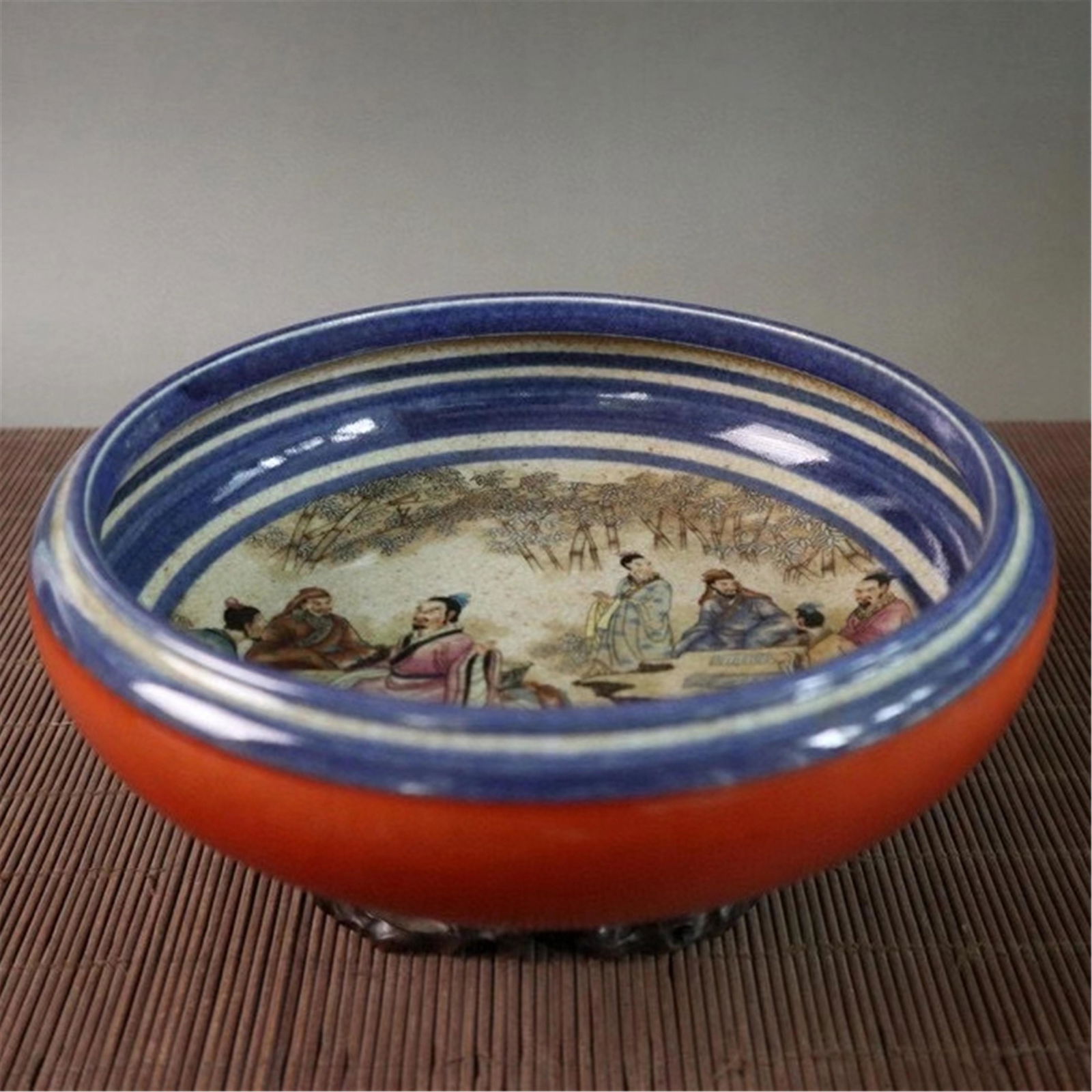 CHINESE PORCELAIN RED GLAZE FAMILLE ROSE MAN IN BAMBOO (1 of 8)