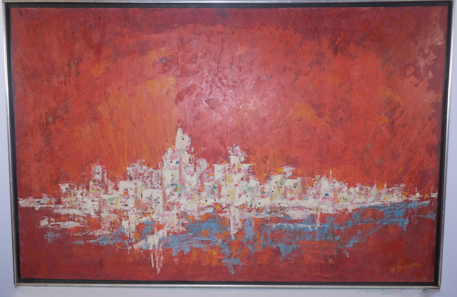 SIGNED ABSTRACT ACRYLIC PAINTING ON BOARD (1 of 7)