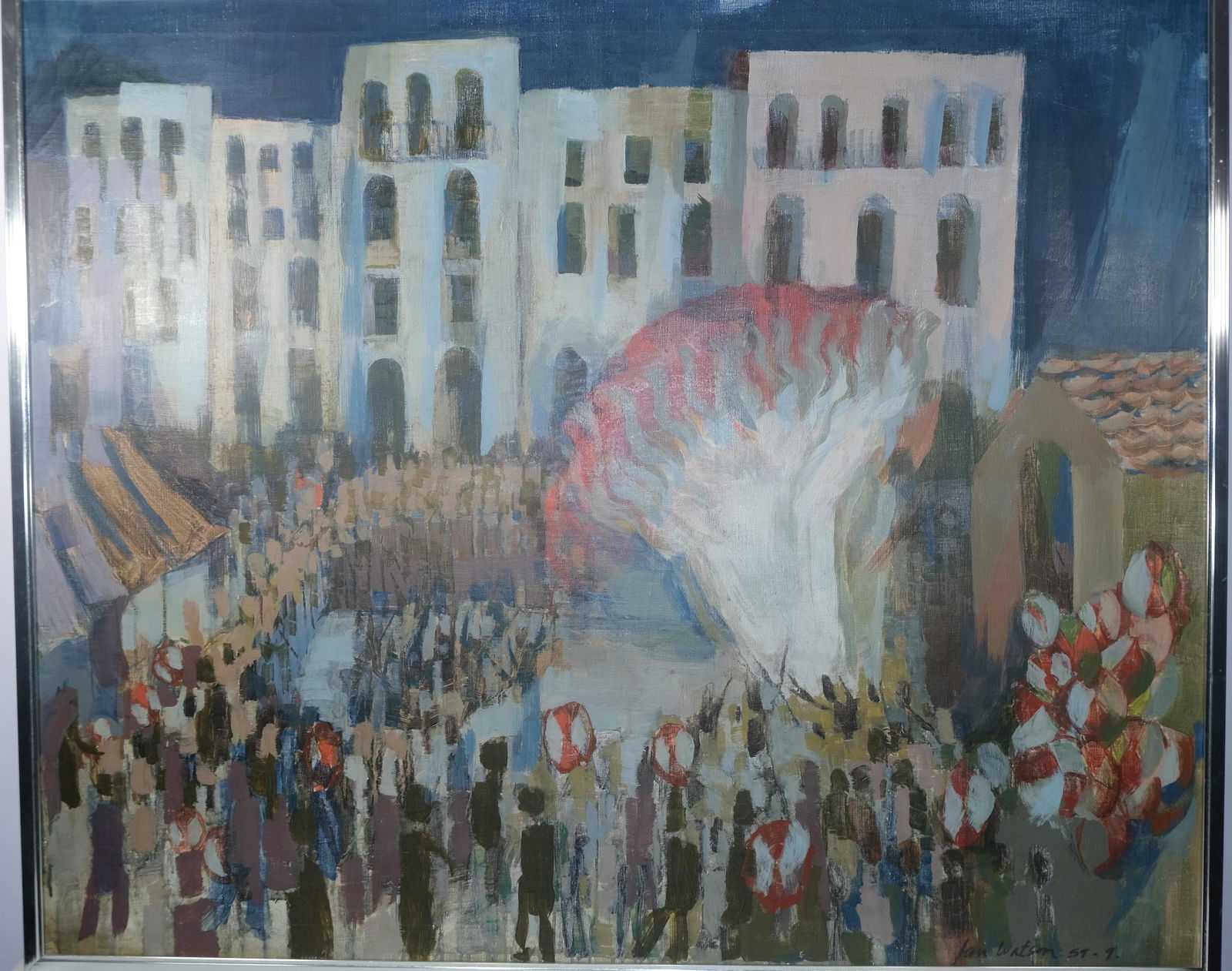 SIGNED JAN WASTON ABSTRACT OIL PAINTING ON CANVAS (1 of 12)