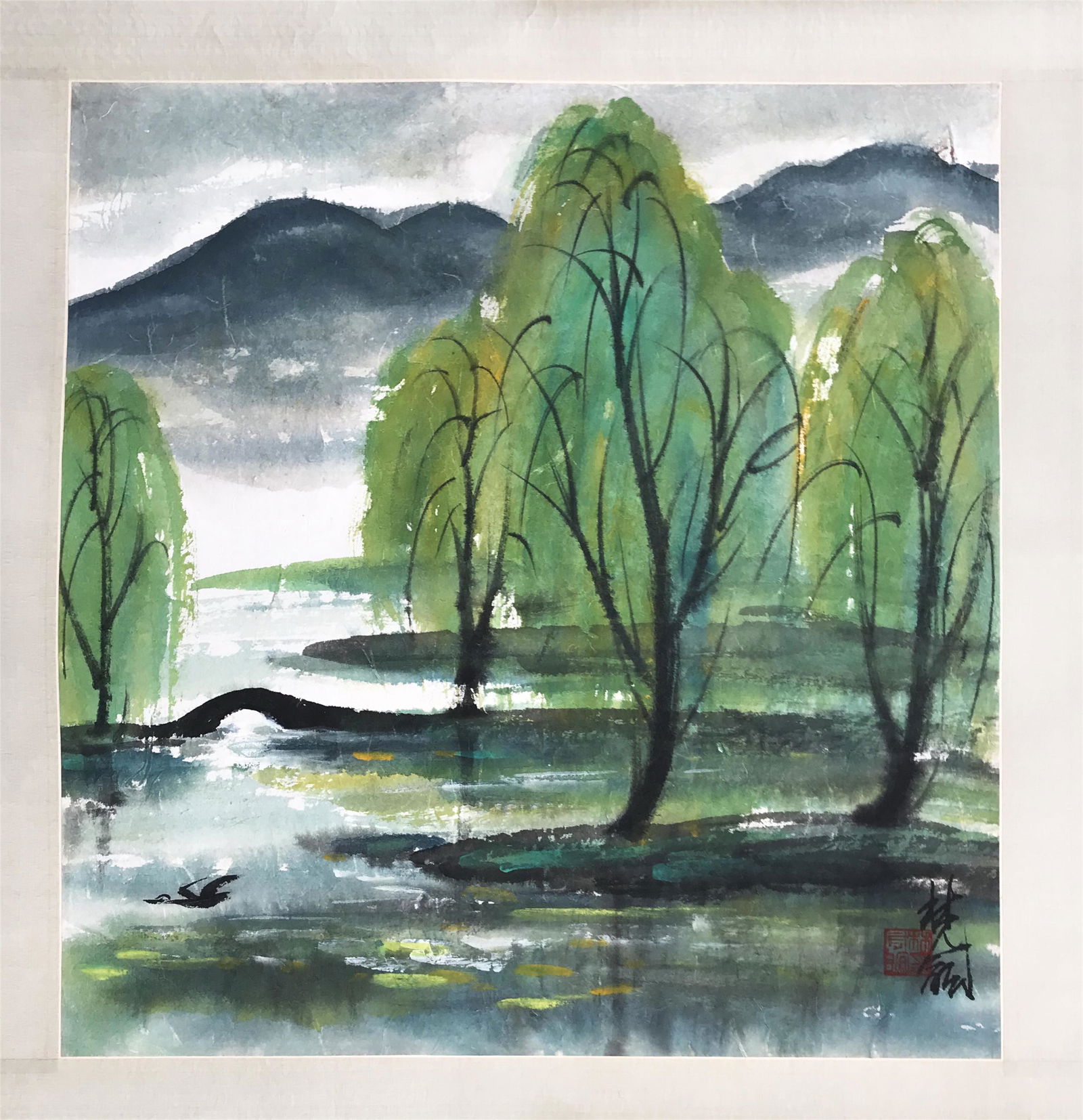 CHINESE SCROLL PAINTING OF LANDSCAPE SIGNED BY LIN (1 of 5)