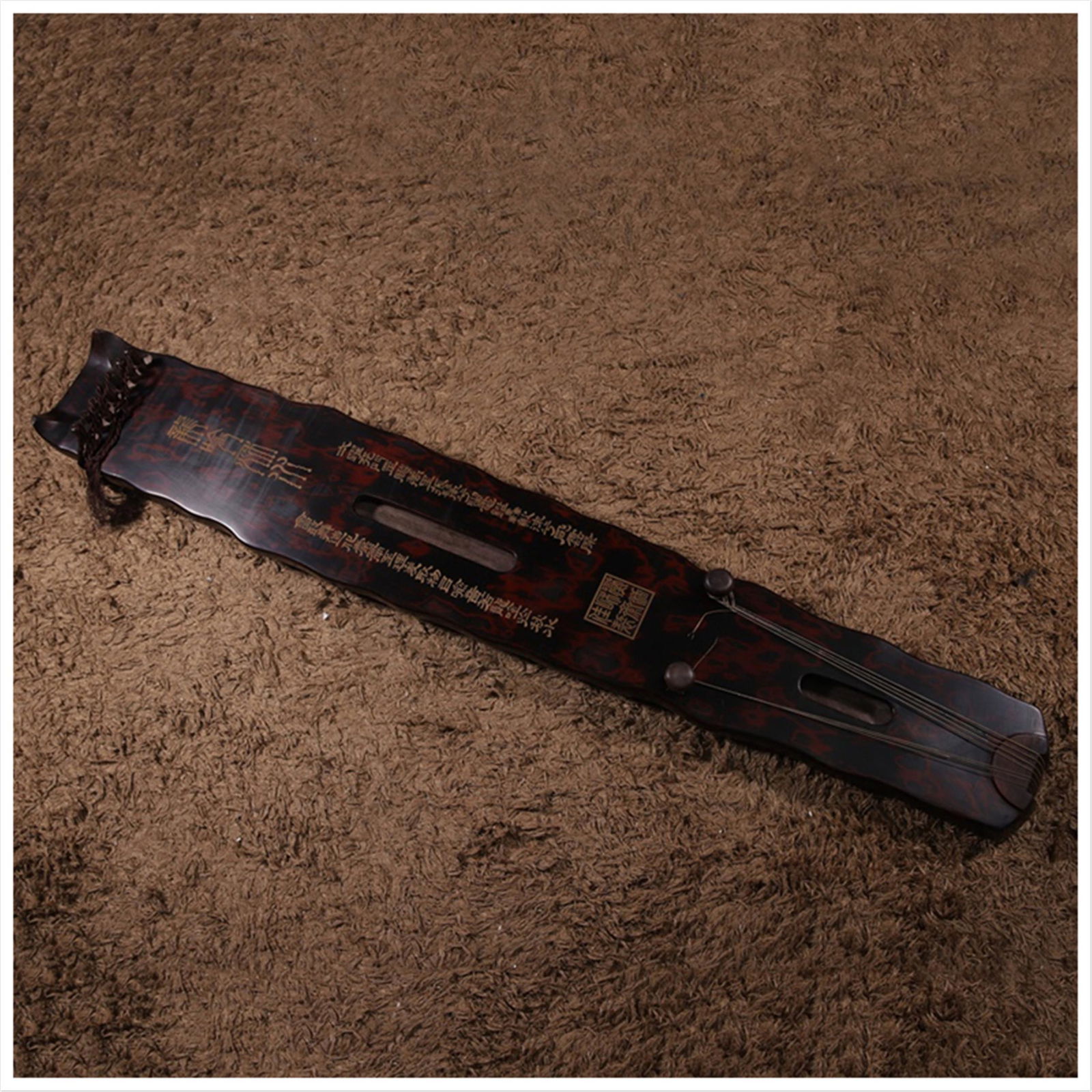 CHINESE BROWN LACQUER OLD QIN ZINETH (1 of 5)