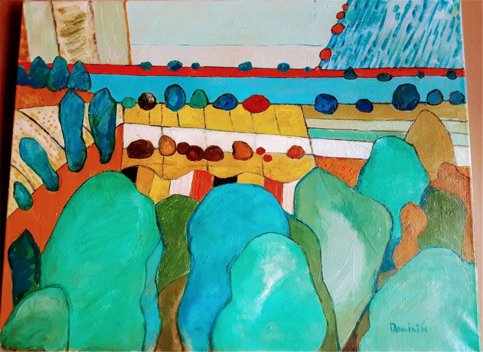 TADEUSZ DOMINIK ATTR POLISH COMPOSITION OIL ON CANVAS (1 of 5)