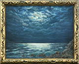IVAN CHOULTSE RUSSIAN OIL PAINTING OF NIGHT AT SEA ON B