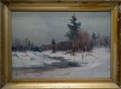 Oil painting Winter landscape
