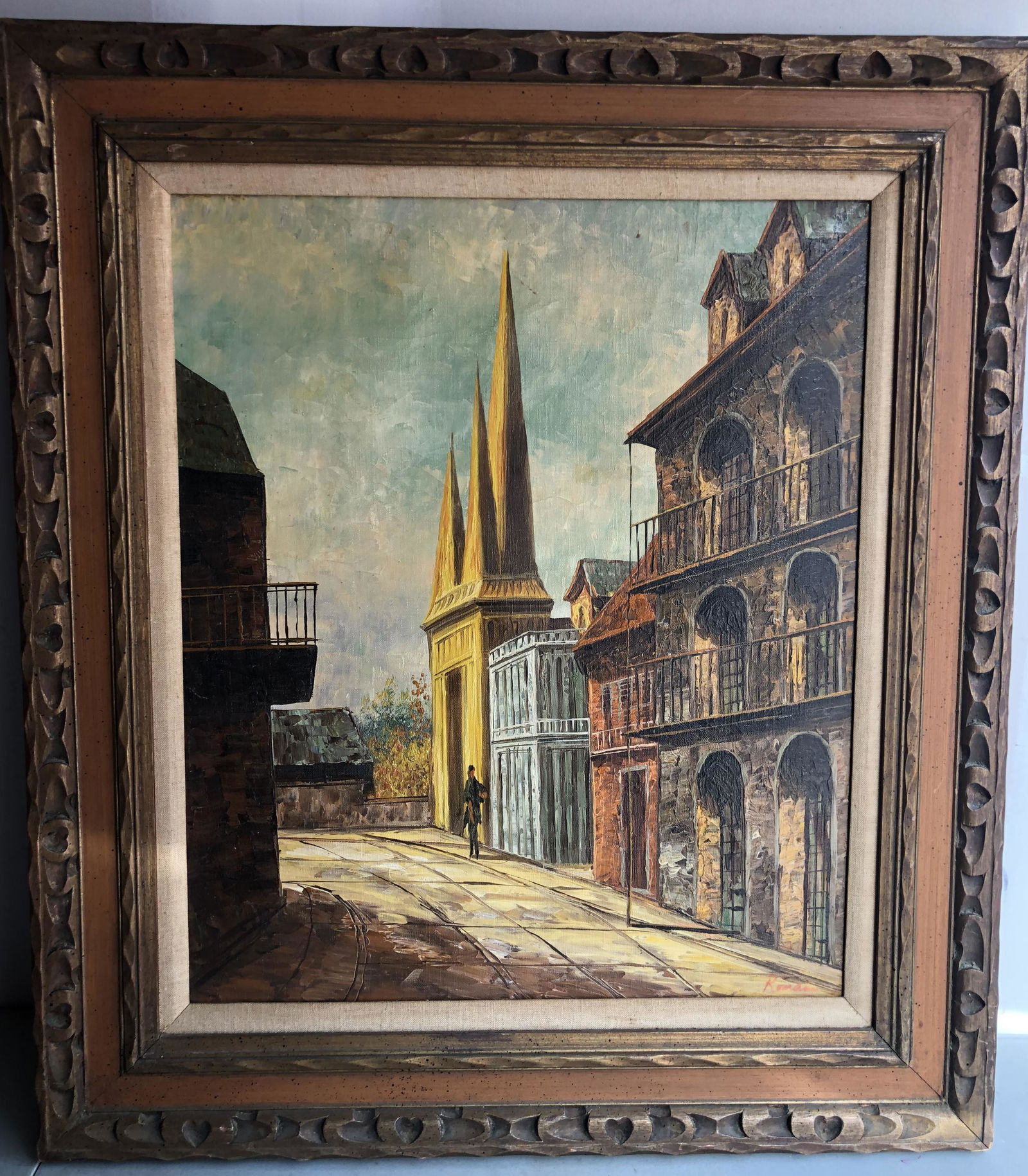 OIL PAINTING OF STREET VIEWS SIGNED ROMAIN (1 of 8)