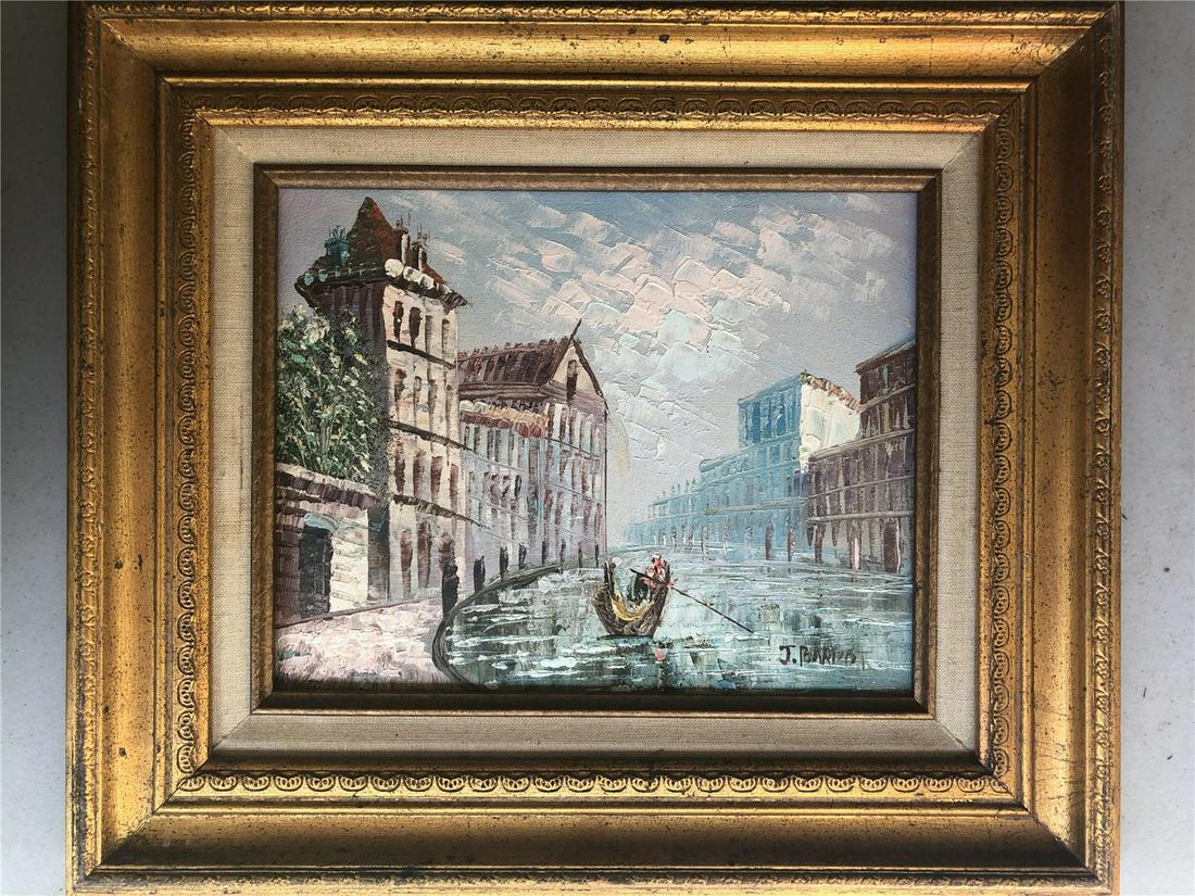 OIL PAINTING ON BOARD SIGNED J. BARDOT (1 of 5)