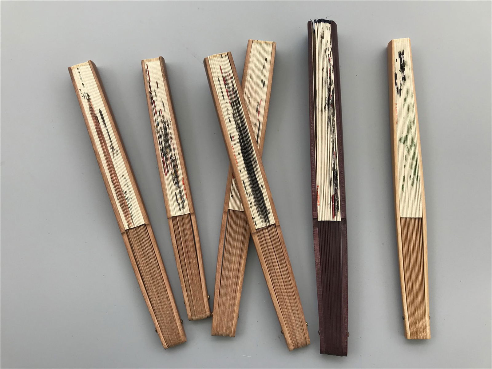 NO RESERVED SIX CHINESE FAN PAINTING OF BIRD AND FLOWER (1 of 7)