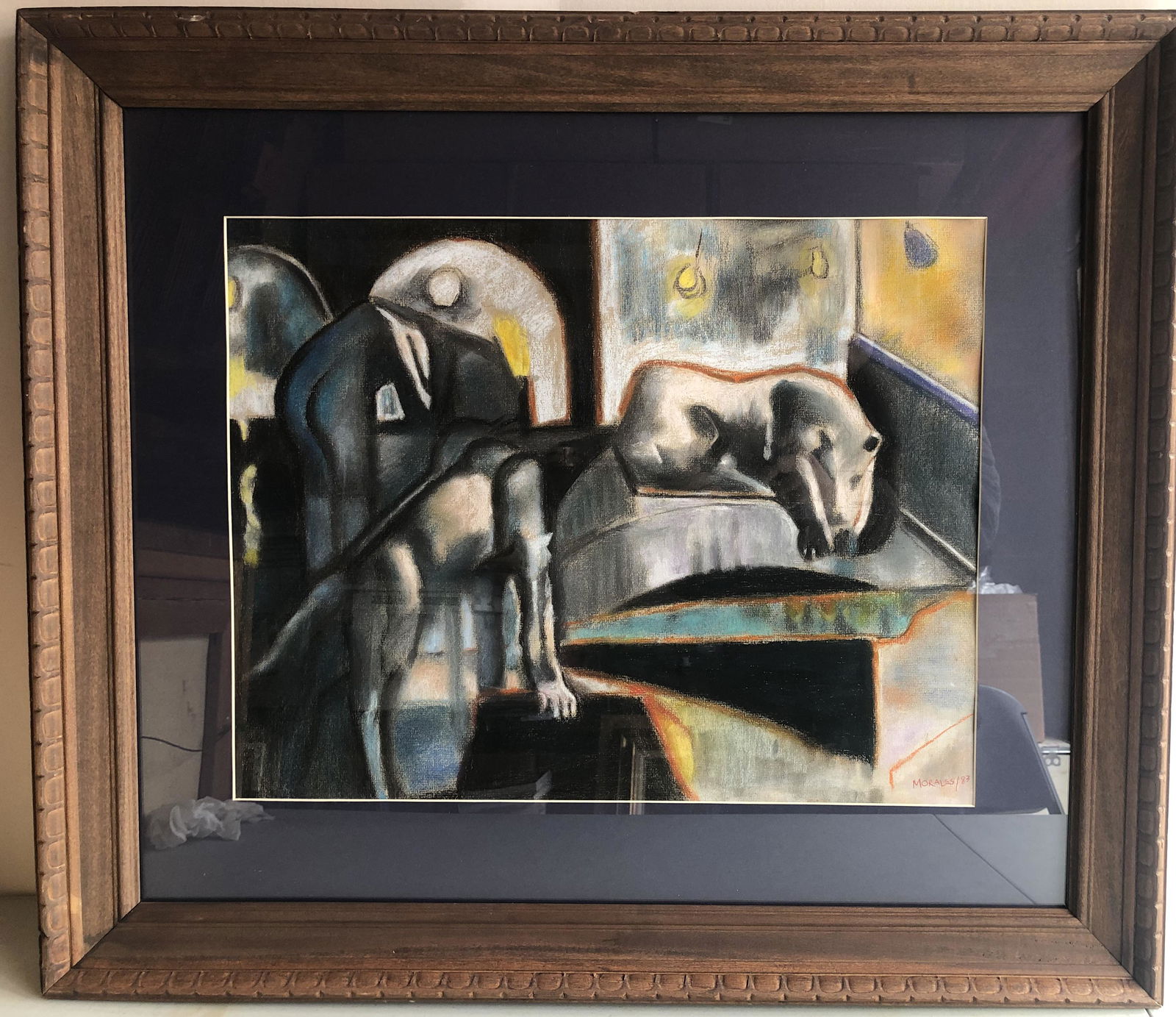 ARMANDO MORALES (1927-2011) PASTEL OF ABSTRACT ON PAPER: ARMANDO MORALES (1927-2011) PASTEL OF ABSTRACT ON PAPER. Signed. Image only size 20in by 16in. With frame total size 30in by 26in. Armando Morales was born in Granada, Nicaragua on 1927. Morales was t