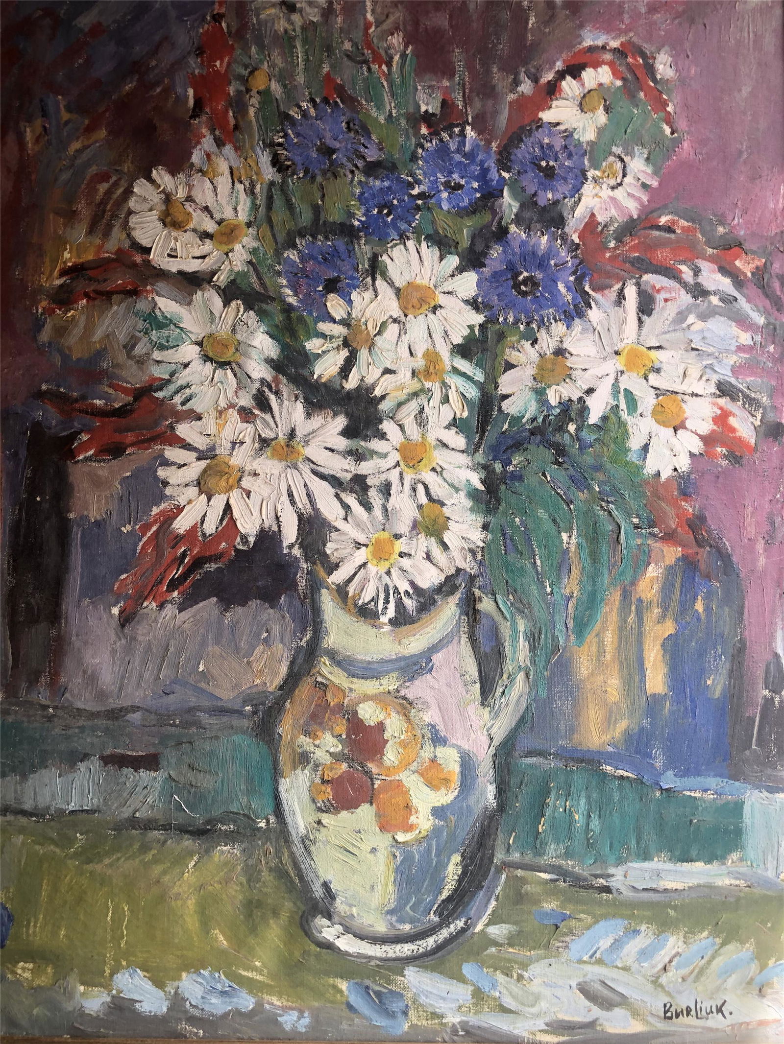 DAVID BURLIUK 1882-1967 STILL LIFE OIL ON CANVAS (1 of 9)