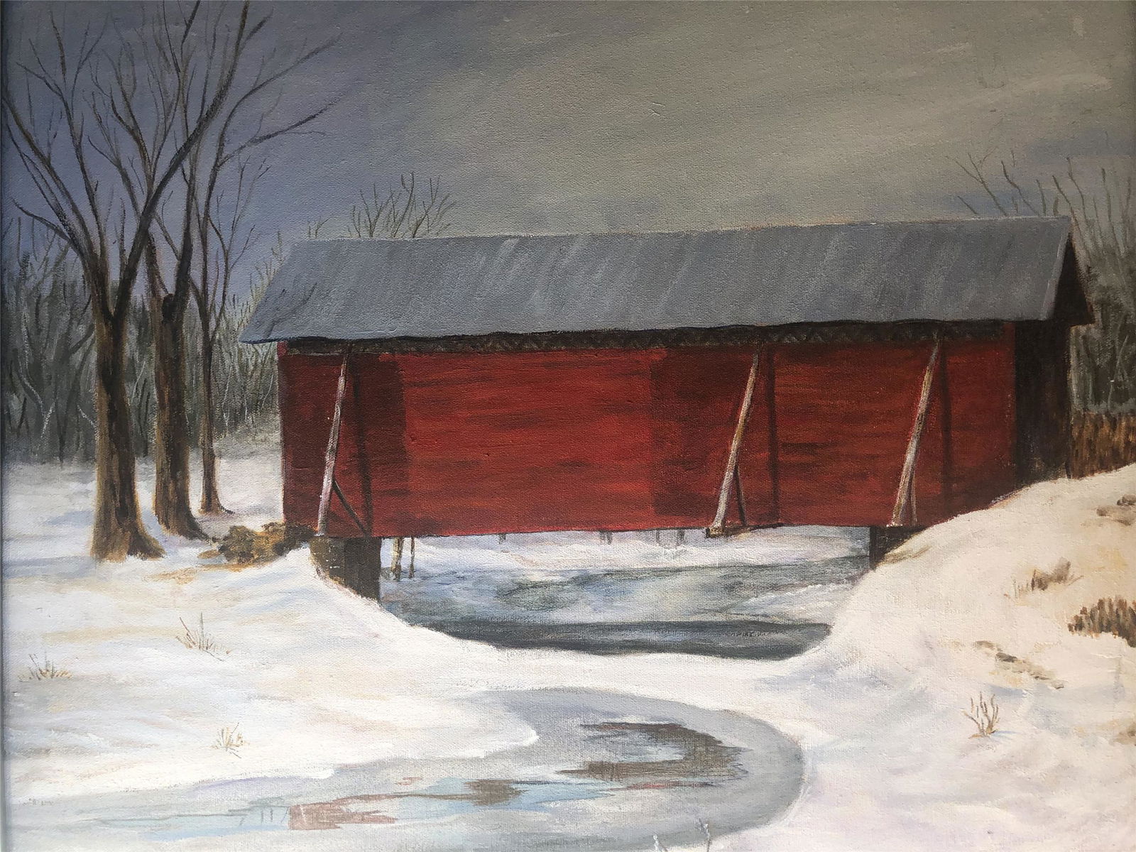 E RADCLIFF 1920- SNOW BRIDGE OIL ON CANVAS (1 of 7)