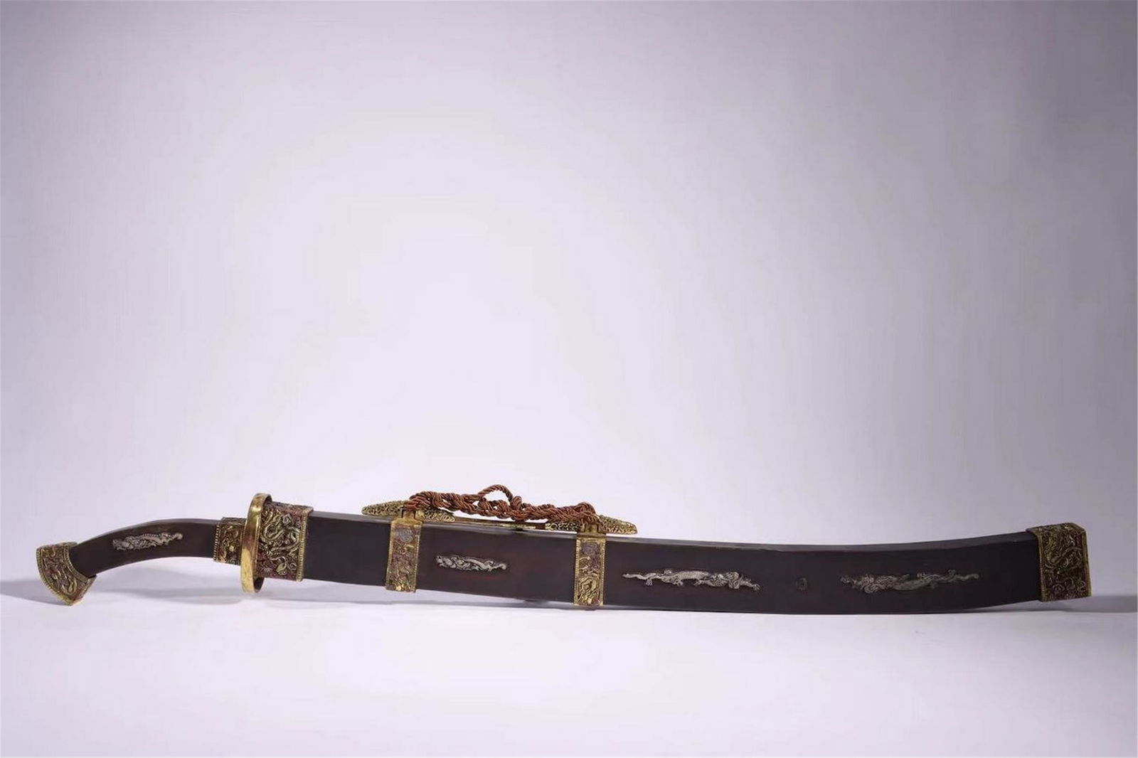 CHINESE CLOISONNE SILVER GOLD DECOR GENERAL SWORD (1 of 9)