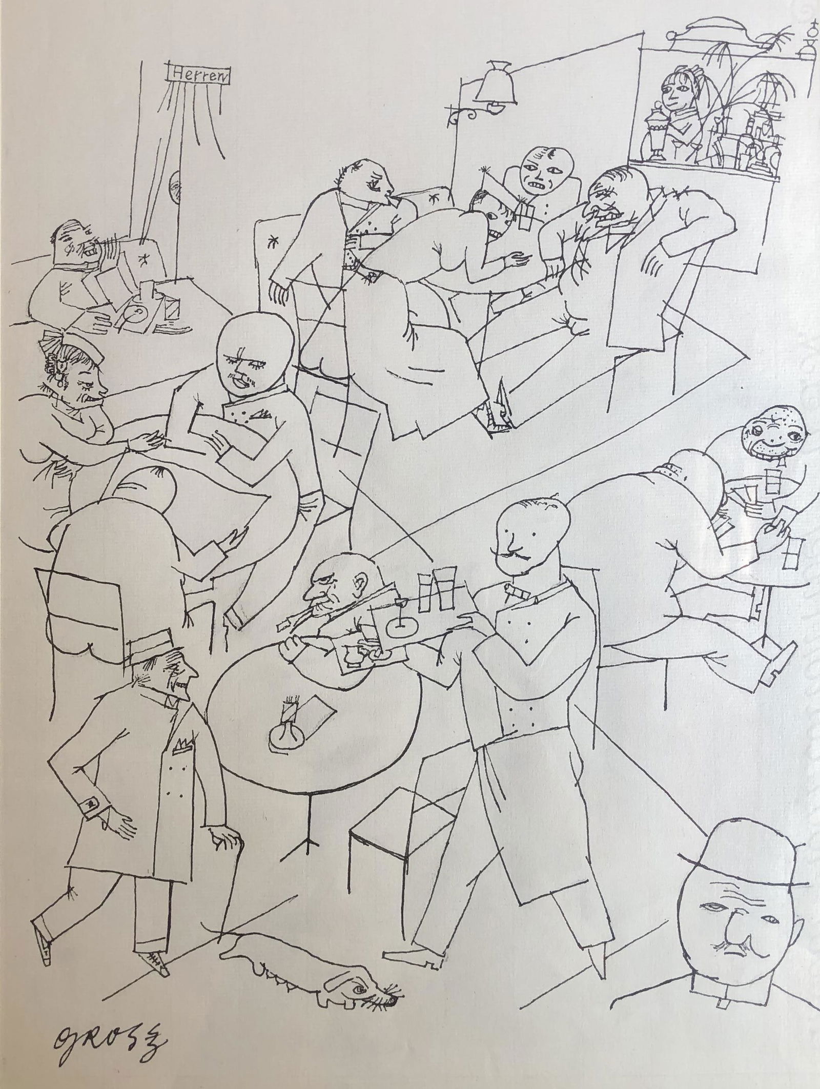 GEORGE GROSZ 1893-1959 PEN DRAWING ON PAPER WITH AN (1 of 7)