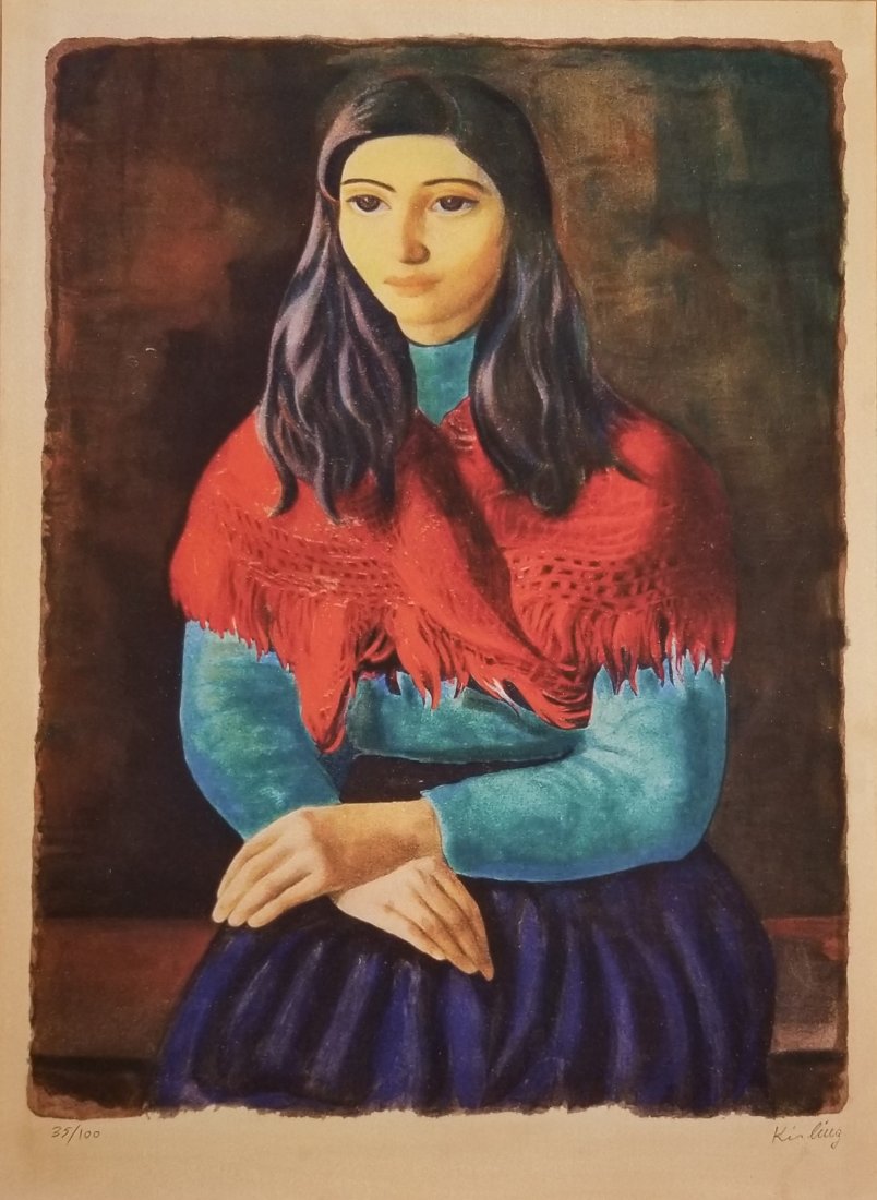 MOISE KISLING 1891-1953 COLOR AQUATINT ON PAPER (1 of 1)