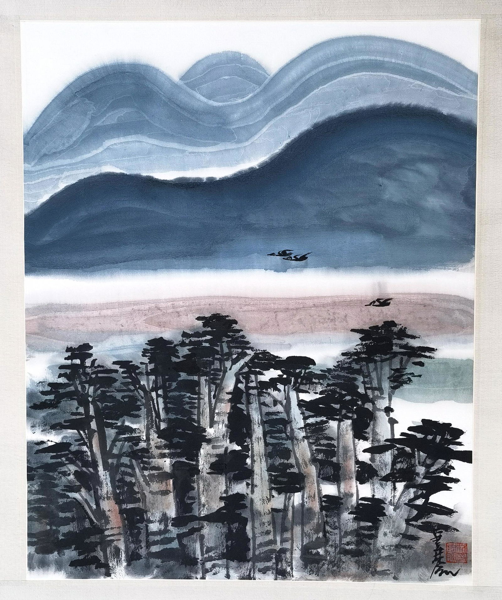 CHINESE SCROLL PAINTING OF LANDSCAPE SIGNED BY LIN (1 of 5)