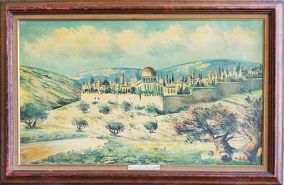 WINSTON CHURCHILL 1874-1965 OIL ON CANVAS LANDSCAPE