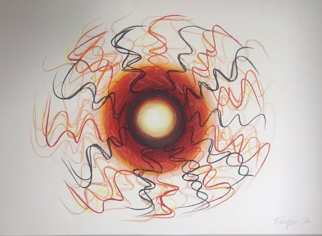 WOJCIECH FANGOR 1922-2015 OIL CRAYON ON PAPER (1 of 2)