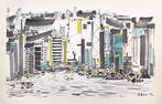 CHINESE SCROLL PAINTING OF CITY SIGHTS SIGNED BY WU