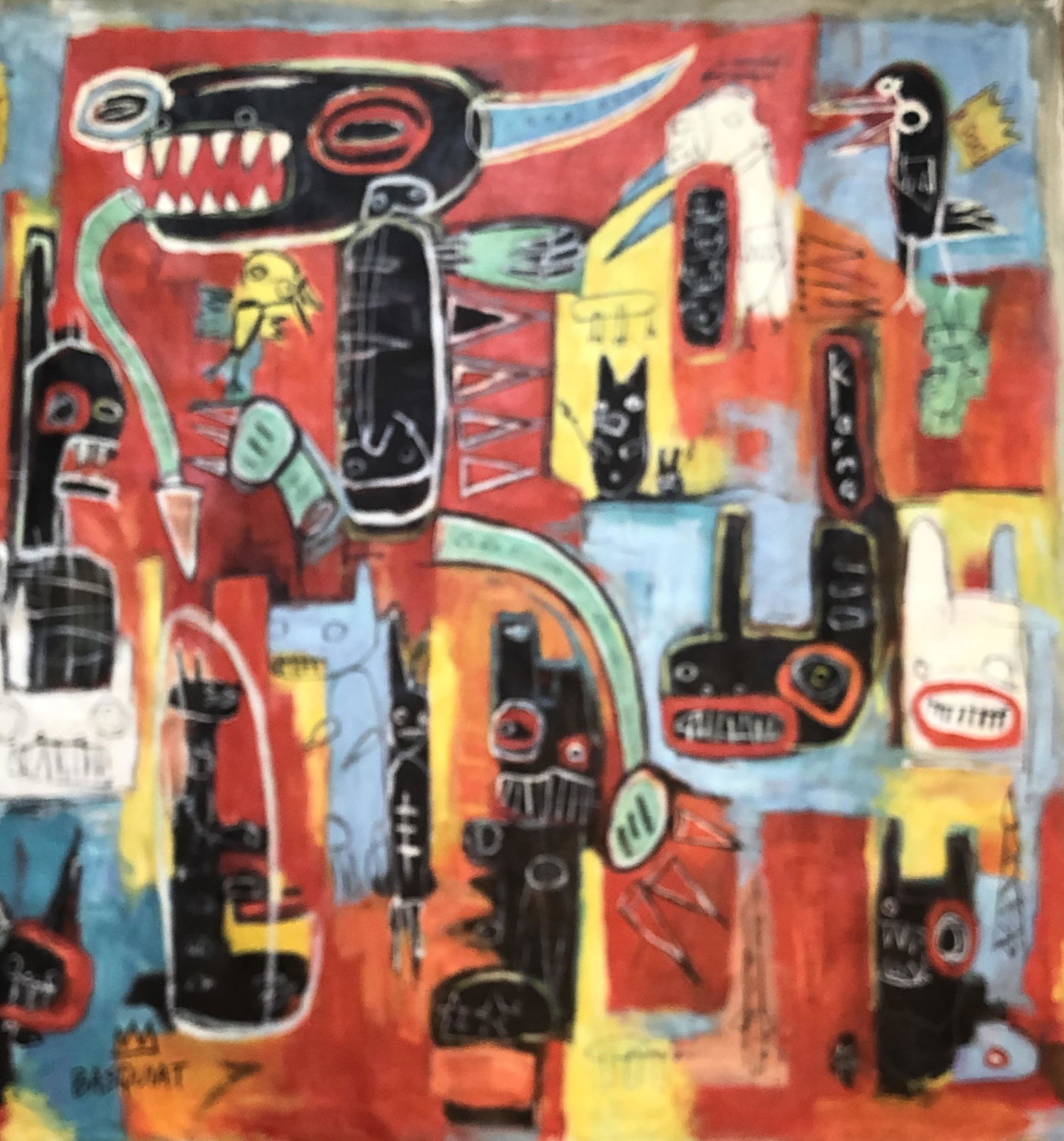 AFTER JEAN MICHEAL BASQUIAT ABSTRACT OIL ON CANVAS (1 of 6)