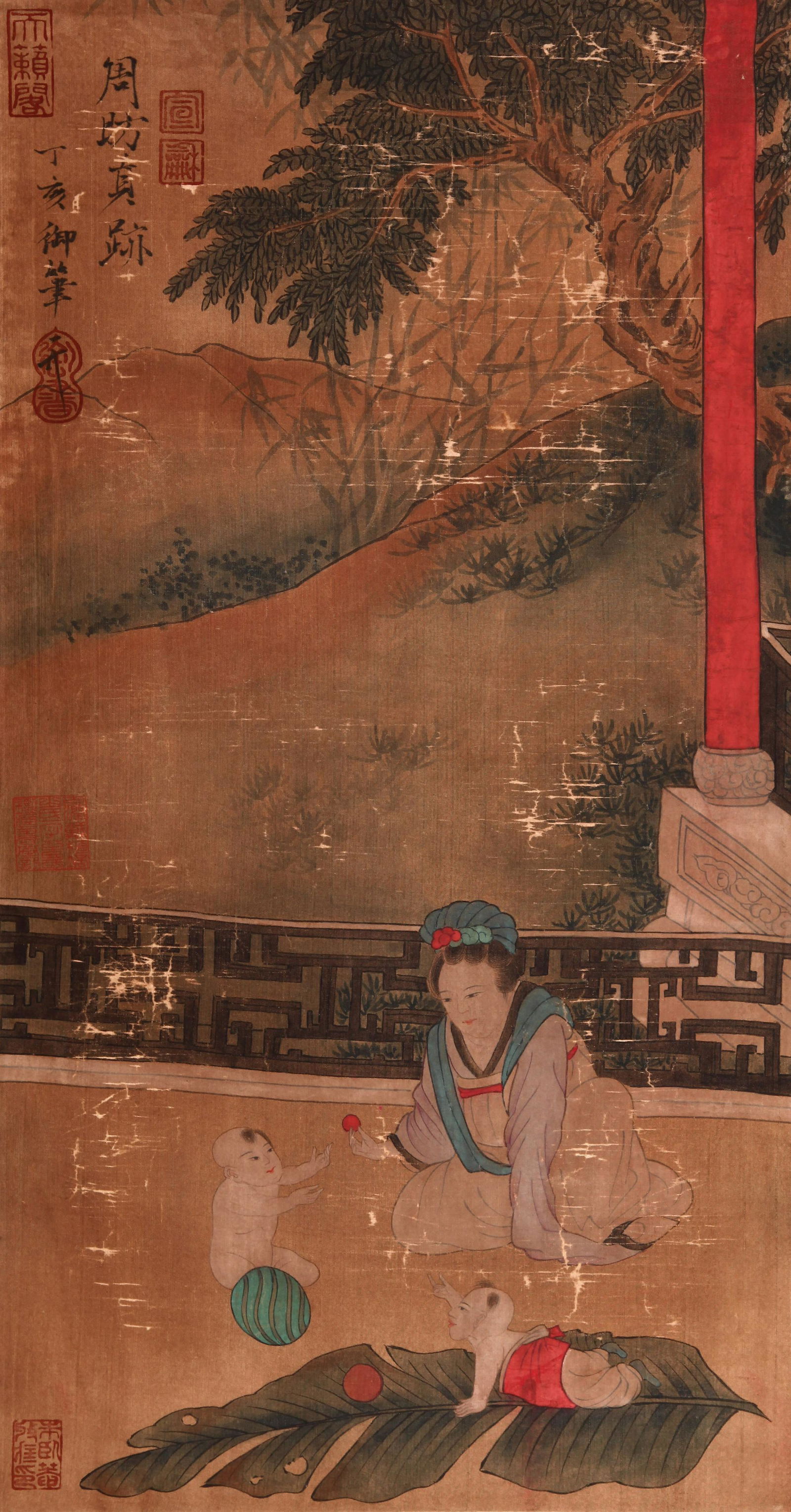 CHINESE SCROLL PAINTING OF BEAUTY AND BOYS SIGNED BY: CHINESE SCROLL PAINTING OF BEAUTY AND BOYS SIGNED BY ZHOU FANG. Image only size 66 cm by 34 cm. Shipping cost $30 to US 48 states and $100 for oversea International delivery. Local pickup at our offic