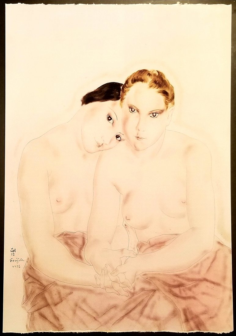 LEONARD FOUJITA TSUGUHARU 1886-1968 INK GUACHE ON PAPER (1 of 1)