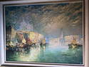 20TH CENTURY OIL ON CANVAS HARBOR SIGHTS SIGNED