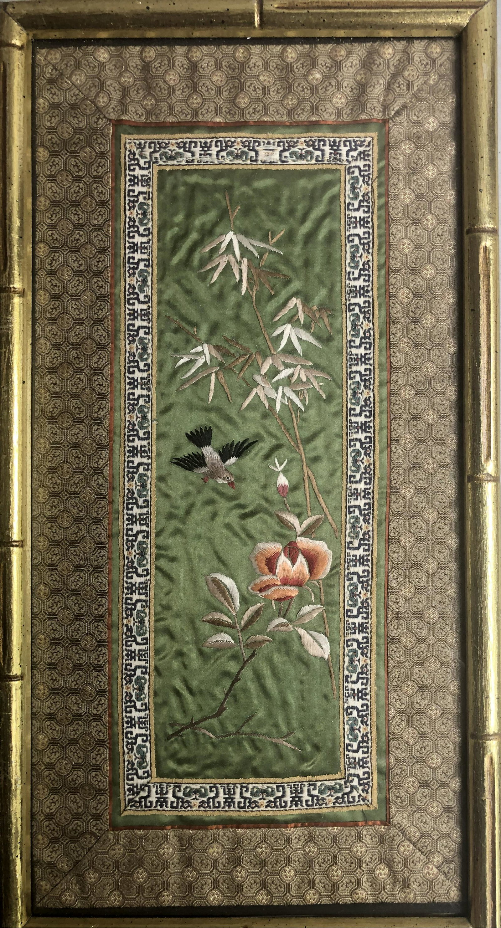 CHINESE EMBROIDERY TEXTILE OF BAMBOO AND BIRD (1 of 4)