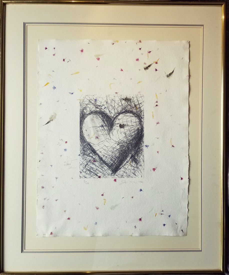 JIM DINE ETCHING AND DRYPOINT ON PAPER JEWISH HEART (1 of 1)