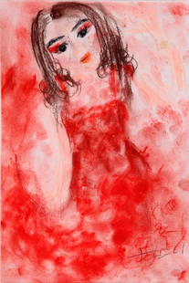 CHINESE OIL PAINTING ON CANVAS OF GIRL SIGNED BY LIU: CHINESE OIL PAINTING ON CANVAS OF GIRL SIGNED BY LIU XIAODONG. Image only size 29cm by 19cm. Shipping cost $30 to US 48 states and $100 for oversea International delivery. Local pickup at our office a