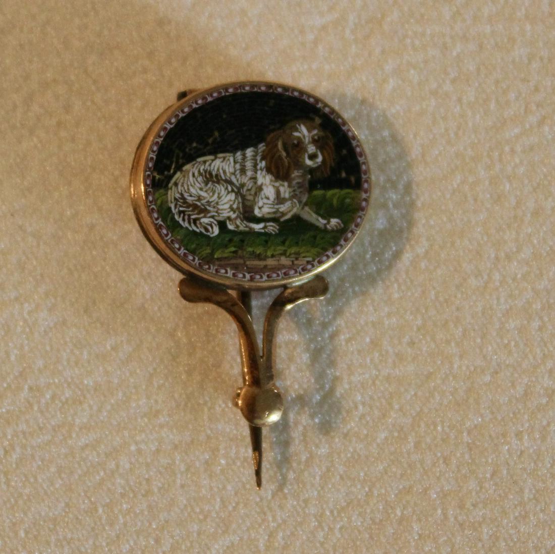 RARE DOG MICROMOSAIC  HALEYS COMET BROOCH (1 of 4)